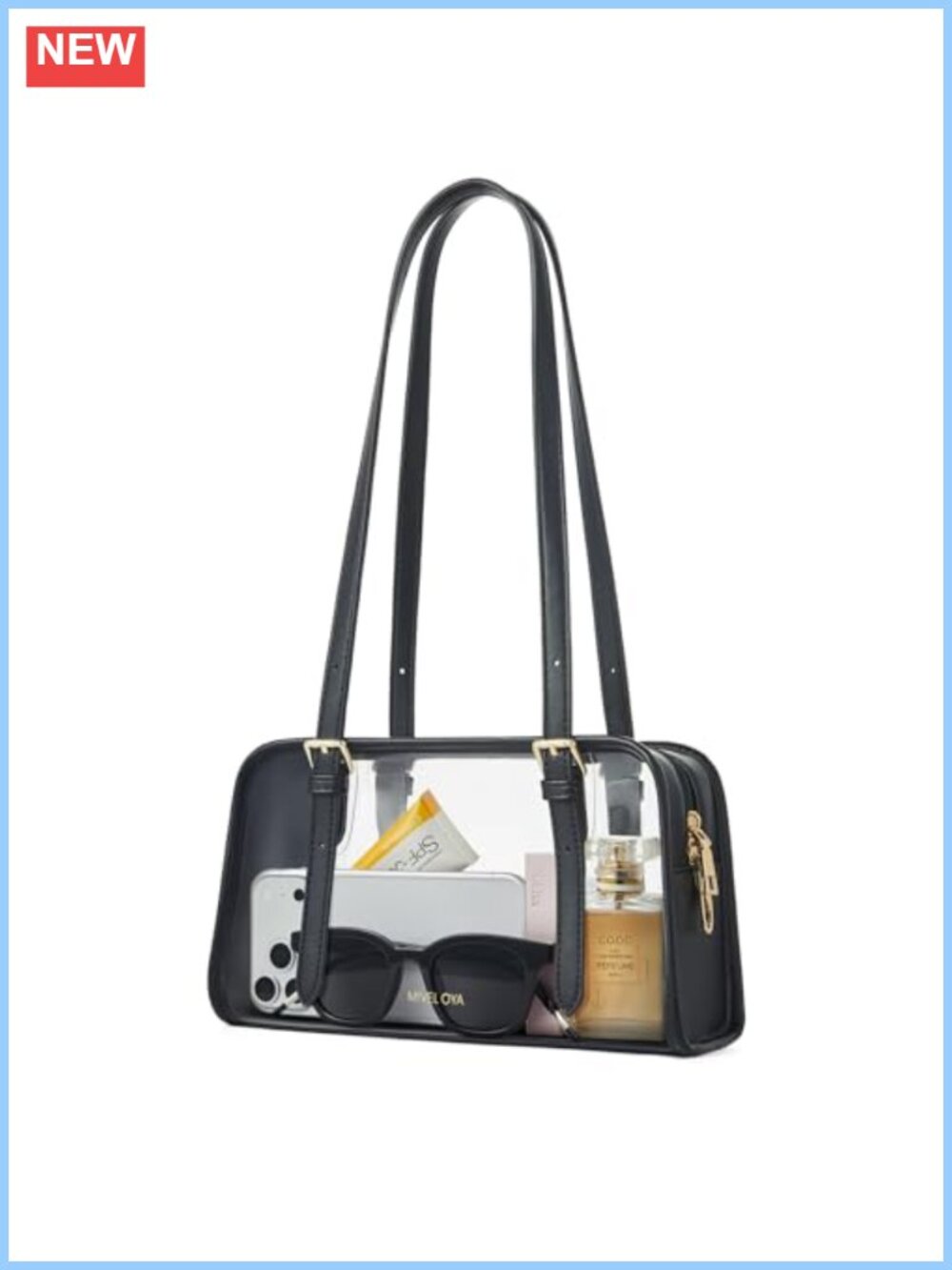 Clear Stadium Approved Purse PVC PU Leather Bowler Shoulder Bag